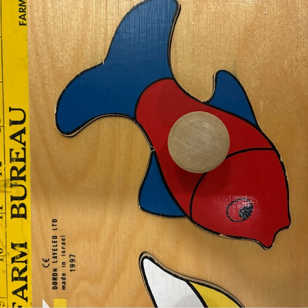 Easter Ducky Puzzle Animal Wooden Knob Puzzle  farm pet animals Toddler Puzzle